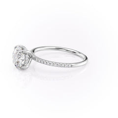 Aurora Circle 1 Carat VVS1 Lab-Grown Hidden Halo Pave Engagement Ring in 18K White Gold Left Side View