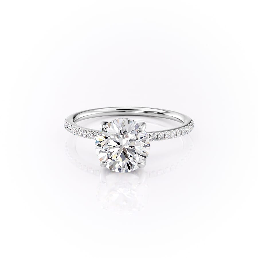 Aurora Circle 1 Carat VVS1 Lab-Grown Hidden Halo Pave Engagement Ring in 18K White Gold Left View