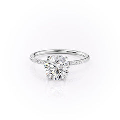 Aurora Circle 1 Carat VVS1 Lab-Grown Hidden Halo Pave Engagement Ring in 18K White Gold Left View