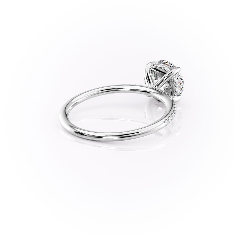 Aurora Circle 1 Carat VVS1 Lab-Grown Hidden Halo Pave Engagement Ring in 18K White Gold Right Side Cross View