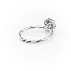 Aurora Circle 1 Carat VVS1 Lab-Grown Hidden Halo Pave Engagement Ring in 18K White Gold Right Side Cross View