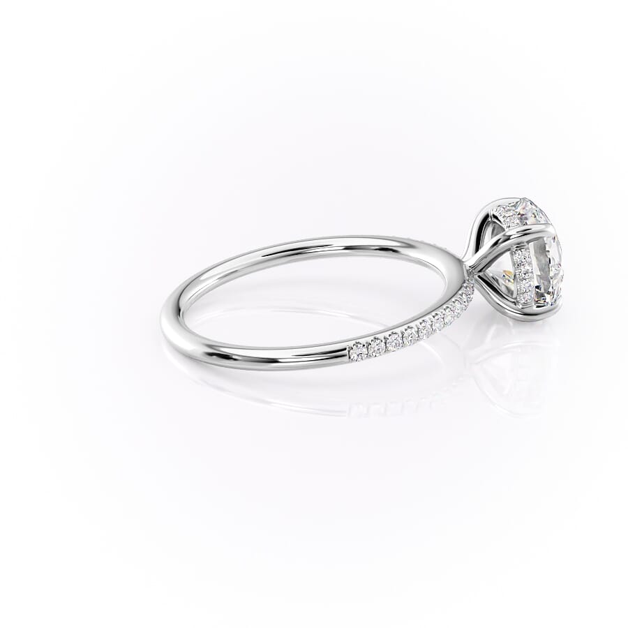 Aurora Circle 1 Carat VVS1 Lab-Grown Hidden Halo Pave Engagement Ring in 18K White Gold Right Side View