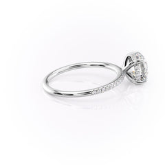 Aurora Circle 1 Carat VVS1 Lab-Grown Hidden Halo Pave Engagement Ring in 18K White Gold Right Side View