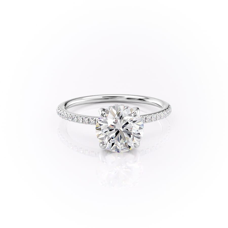 Aurora Circle 1 Carat VVS1 Lab-Grown Hidden Halo Pave Engagement Ring in 18K White Gold Right View