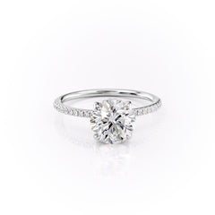 Aurora Circle 1 Carat VVS1 Lab-Grown Hidden Halo Pave Engagement Ring in 18K White Gold Right View