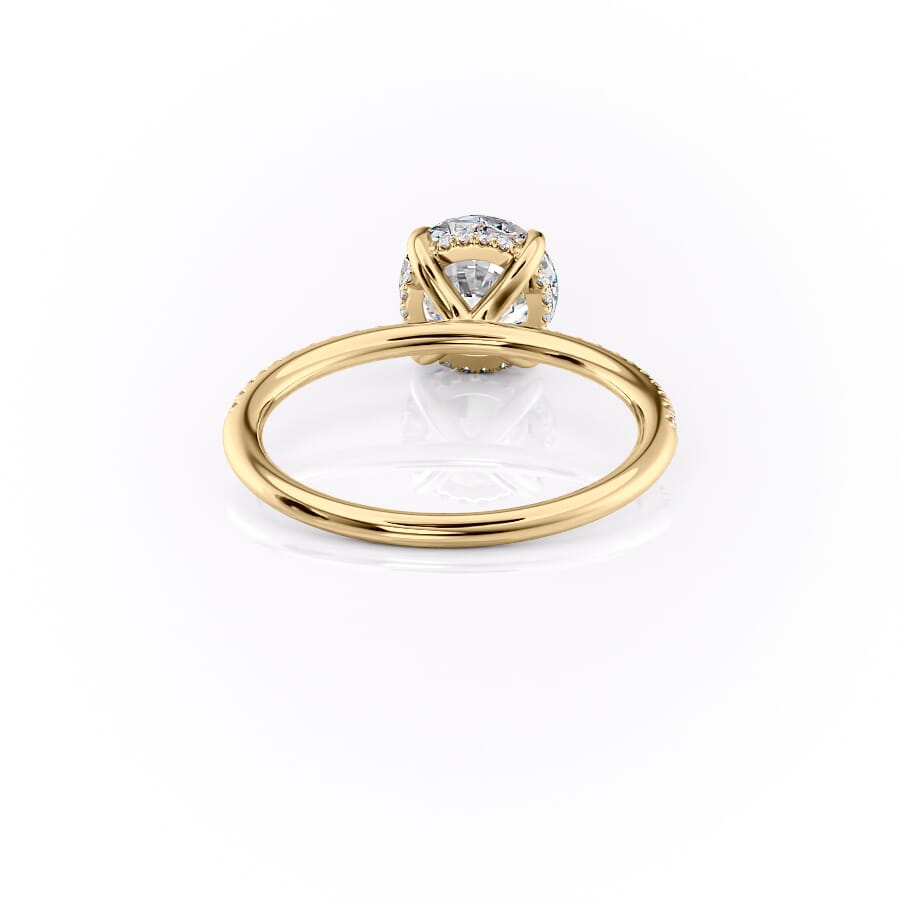 Aurora Circle 1 Carat VVS1 Lab-Grown Hidden Halo Pave Engagement Ring in 18K Yellow Gold Back View