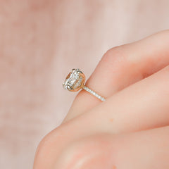 Aurora Circle 1 Carat VVS1 Lab-Grown Hidden Halo Pave Engagement Ring in 18K Yellow Gold Closeup View