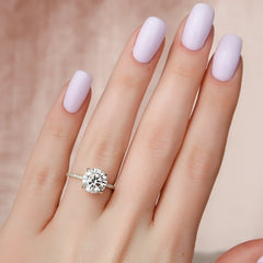 Aurora Circle 1 Carat VVS1 Lab-Grown Hidden Halo Pave Engagement Ring in 18K Yellow Gold Finger View