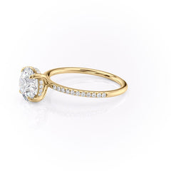 Aurora Circle 1 Carat VVS1 Lab-Grown Hidden Halo Pave Engagement Ring in 18K Yellow Gold Left Side View