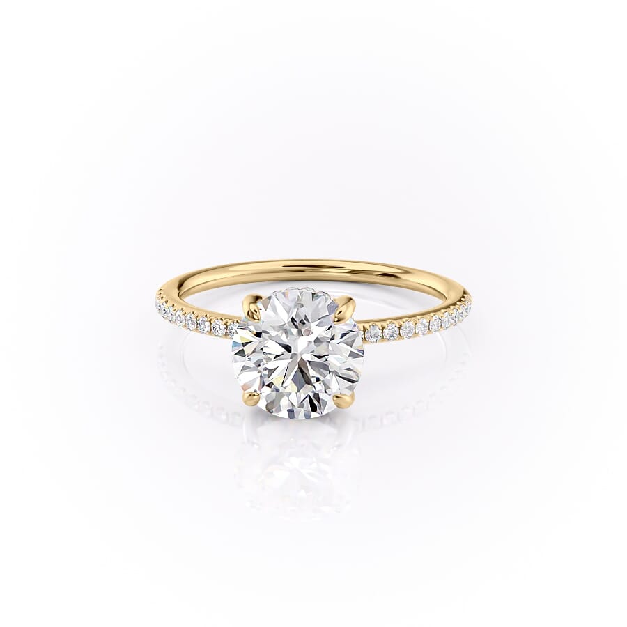 Aurora Circle 1 Carat VVS1 Lab-Grown Hidden Halo Pave Engagement Ring in 18K Yellow Gold Left View