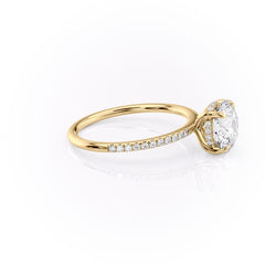 Aurora Circle 1 Carat VVS1 Lab-Grown Hidden Halo Pave Engagement Ring in 18K Yellow Gold Right Side View