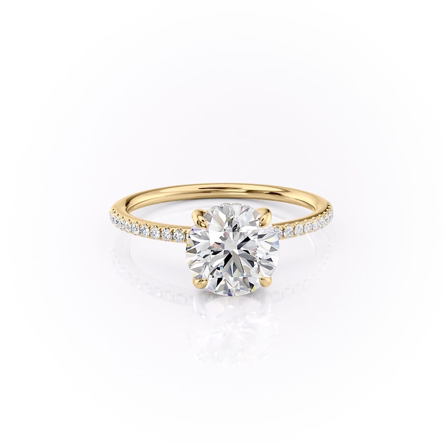 Aurora Circle 1 Carat VVS1 Lab-Grown Hidden Halo Pave Engagement Ring in 18K Yellow Gold Right View