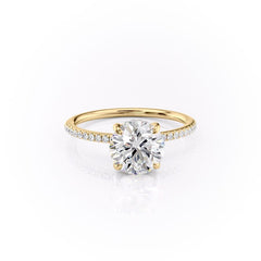 Aurora Circle 1 Carat VVS1 Lab-Grown Hidden Halo Pave Engagement Ring in 18K Yellow Gold Right View