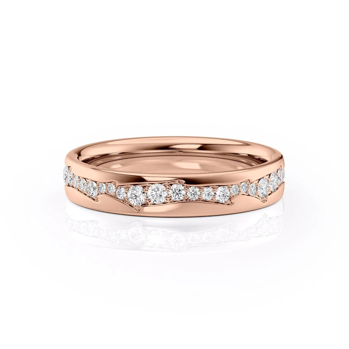 Aurora Flow VVS1 Lab-Grown Half Eternity Wedding Band in 18K Rose Gold Front View