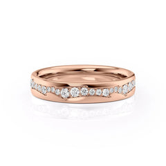 Aurora Flow VVS1 Lab-Grown Half Eternity Wedding Band in 18K Rose Gold Front View