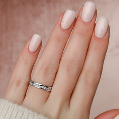 Aurora Flow VVS1 Lab-Grown Half Eternity Wedding Band in 18K White Gold Fingers  View