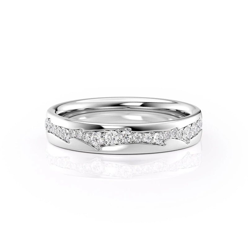 Aurora Flow VVS1 Lab-Grown Half Eternity Wedding Band in 18K White Gold Front 