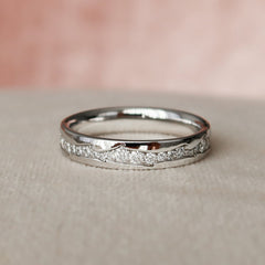 Aurora Flow VVS1 Lab-Grown Half Eternity Wedding Band in 18K White Gold Front View