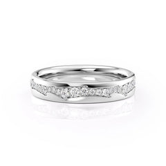 Aurora Flow VVS1 Lab-Grown Half Eternity Wedding Band in 18K White Gold Front 