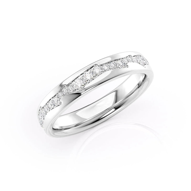Aurora Flow VVS1 Lab-Grown Half Eternity Wedding Band in 18K White Gold Standing View