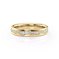 Aurora Flow VVS1 Lab-Grown Half Eternity Wedding Band in 18K Yellow Gold Front View