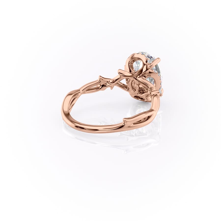 Aurora Halo 1.50 Carat VVS1 Lab‑Grown Oval Halo Engagement Ring in 18K Rose Gold Back Cross View