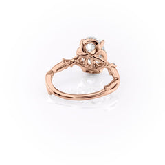 Aurora Halo 1.50 Carat VVS1 Lab‑Grown Oval Halo Engagement Ring in 18K Rose Gold Back View