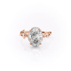 Aurora Halo 1.50 Carat VVS1 Lab‑Grown Oval Halo Engagement Ring in 18K Rose Gold Front View
