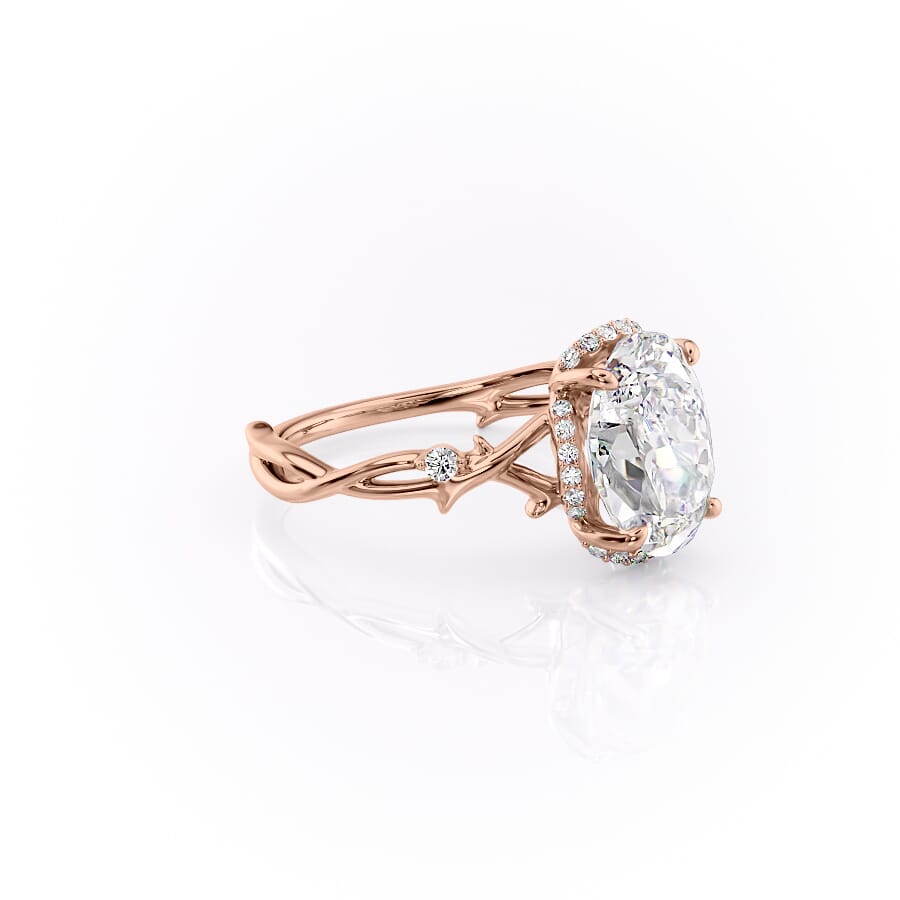 Aurora Halo 1.50 Carat VVS1 Lab‑Grown Oval Halo Engagement Ring in 18K Rose Gold Right Cross View