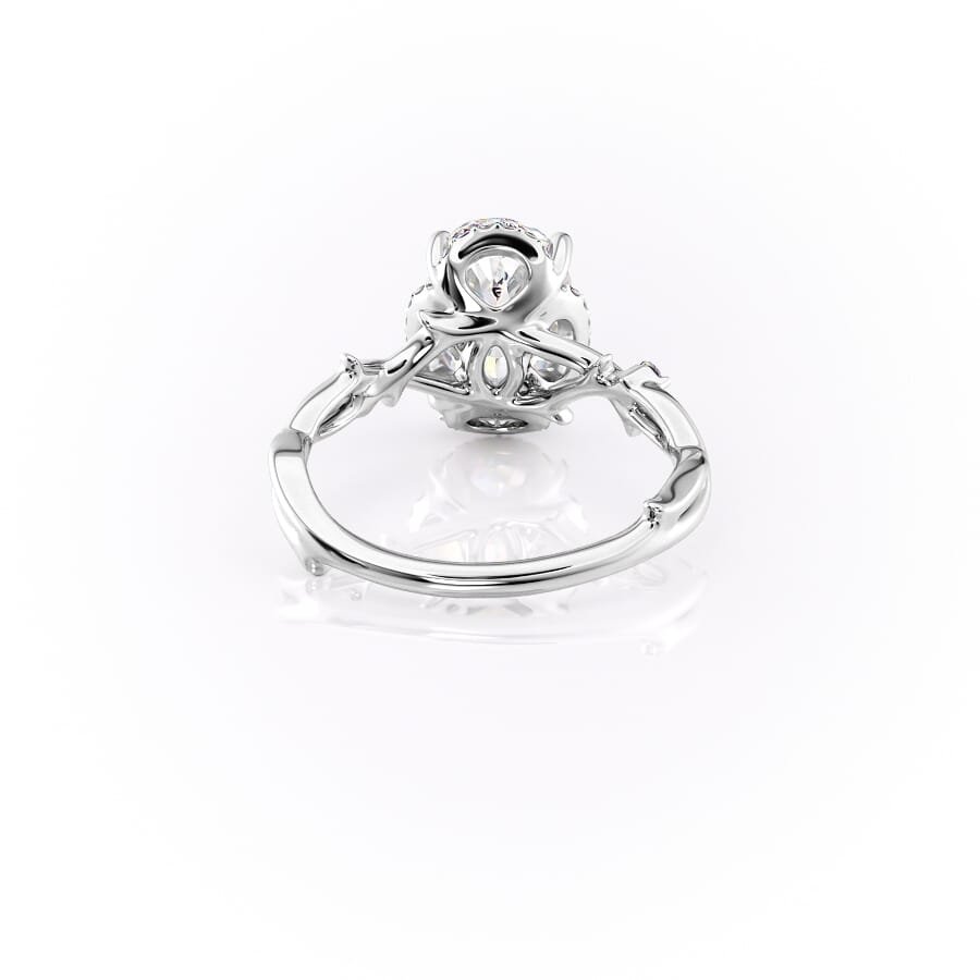 Aurora Halo 1.50 Carat VVS1 Lab‑Grown Oval Halo Engagement Ring in 18K White Gold Back View