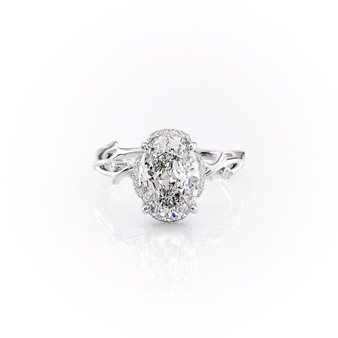 Aurora Halo 1.50 Carat VVS Lab‑Grown Oval Halo Engagement Ring in 18K Gold