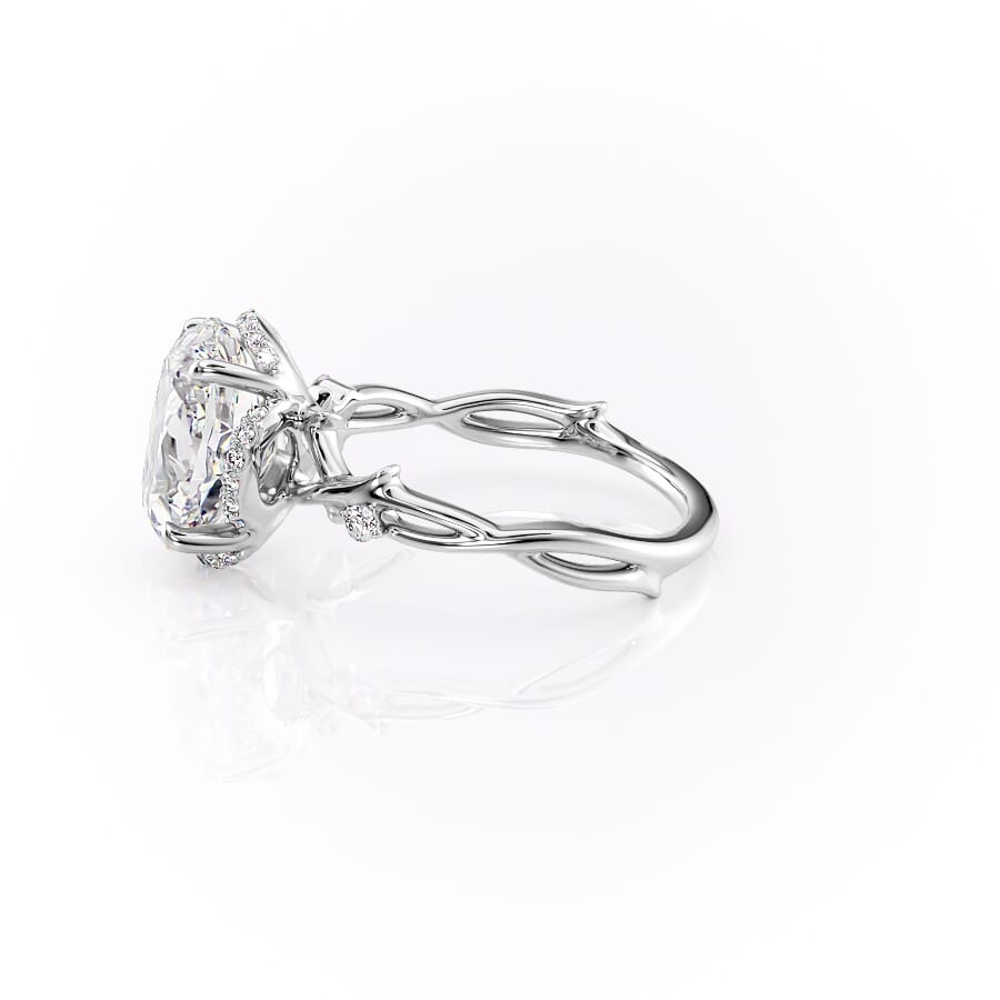 Aurora Halo 1.50 Carat VVS1 Lab‑Grown Oval Halo Engagement Ring in 18K White Gold Left View