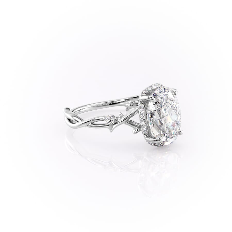 Aurora Halo 1.50 Carat VVS1 Lab‑Grown Oval Halo Engagement Ring in 18K White Gold Right Cross View