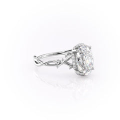 Aurora Halo 1.50 Carat VVS1 Lab‑Grown Oval Halo Engagement Ring in 18K White Gold Right Cross View