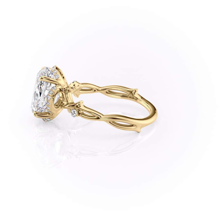 Aurora Halo 1.50 Carat VVS1 Lab‑Grown Oval Halo Engagement Ring in 18K Yellow Gold Left View
