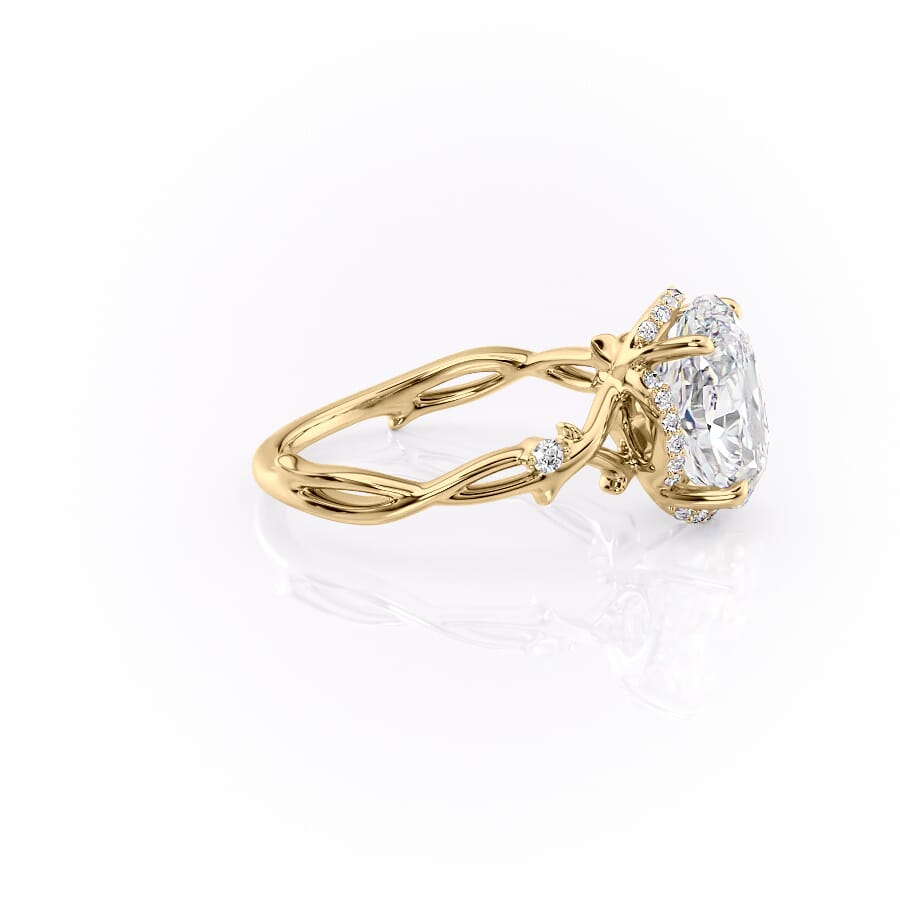 Aurora Halo 1.50 Carat VVS1 Lab‑Grown Oval Halo Engagement Ring in 18K Yellow Gold Right View