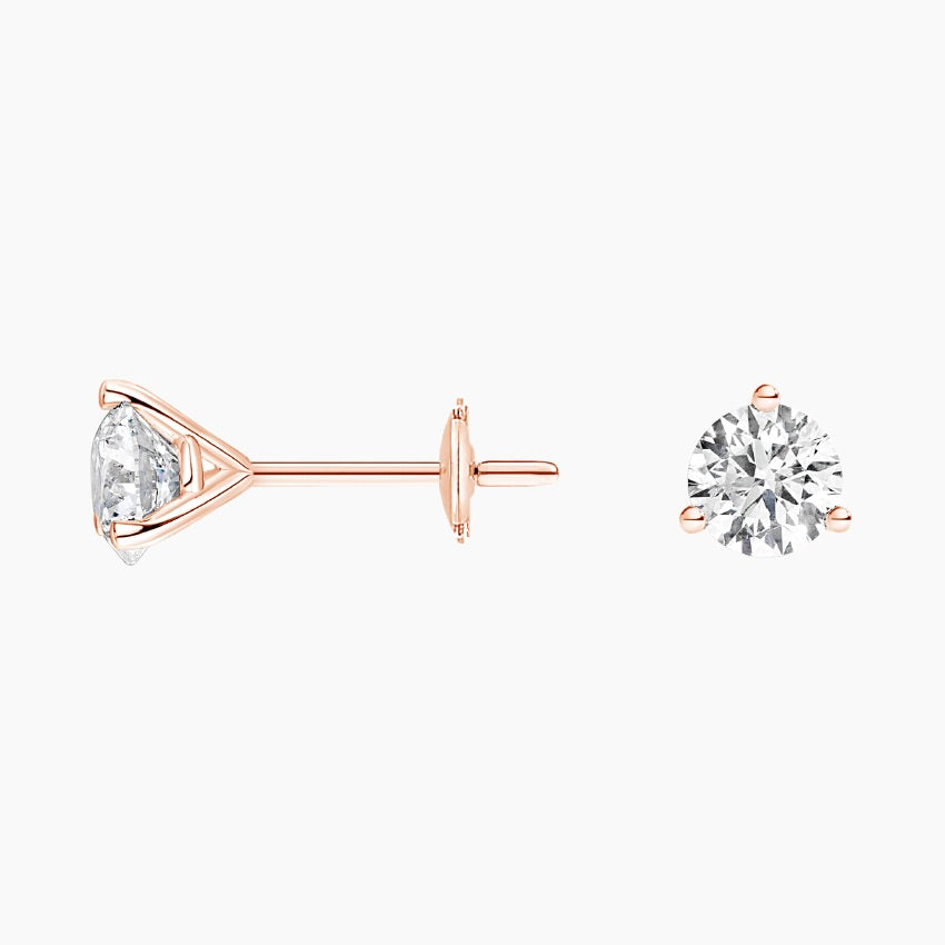 Three-Prong Martini Round Diamond Stud Earrings