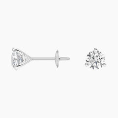 Three-Prong Martini Round Diamond Stud Earrings