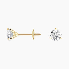 Three-Prong Martini Round Diamond Stud Earrings