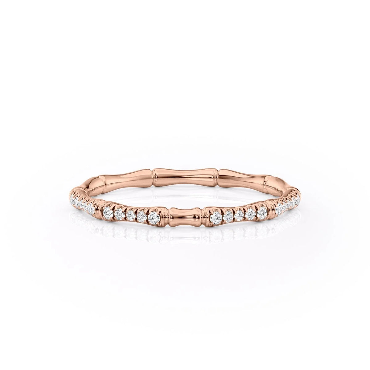 Bamboo Chic VVS1 Lab-Grown Half Eternity Wedding Ring in 18K Rose Gold  Front View