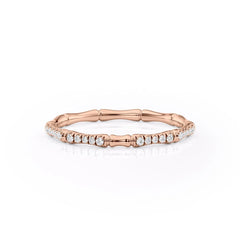 Bamboo Chic VVS1 Lab-Grown Half Eternity Wedding Ring in 18K Rose Gold  Front View