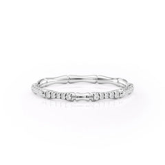 Bamboo Chic VVS1 Lab-Grown Half Eternity Wedding Ring in 18K White Gold Front