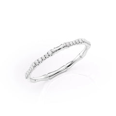 Bamboo Chic VVS1 Lab-Grown Half Eternity Wedding Ring in 18K White Gold  Standing View