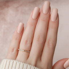 Bamboo Chic VVS1 Lab-Grown Half Eternity Wedding Ring in 18K Yellow Finger View