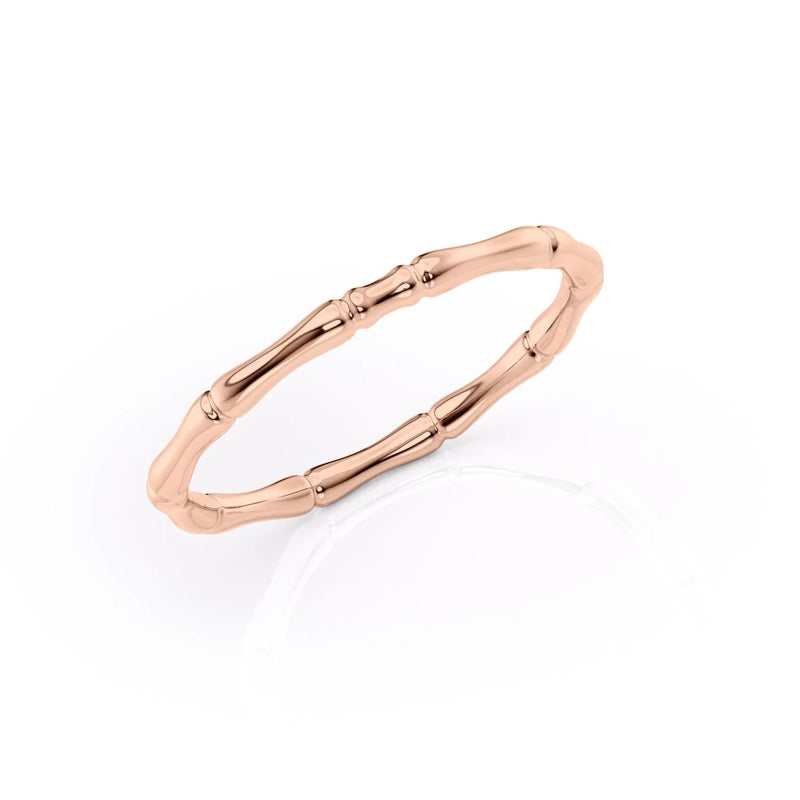 Bamboo Grove VVS1 Vintage Wedding Ring in 18K Rose Gold Standing View