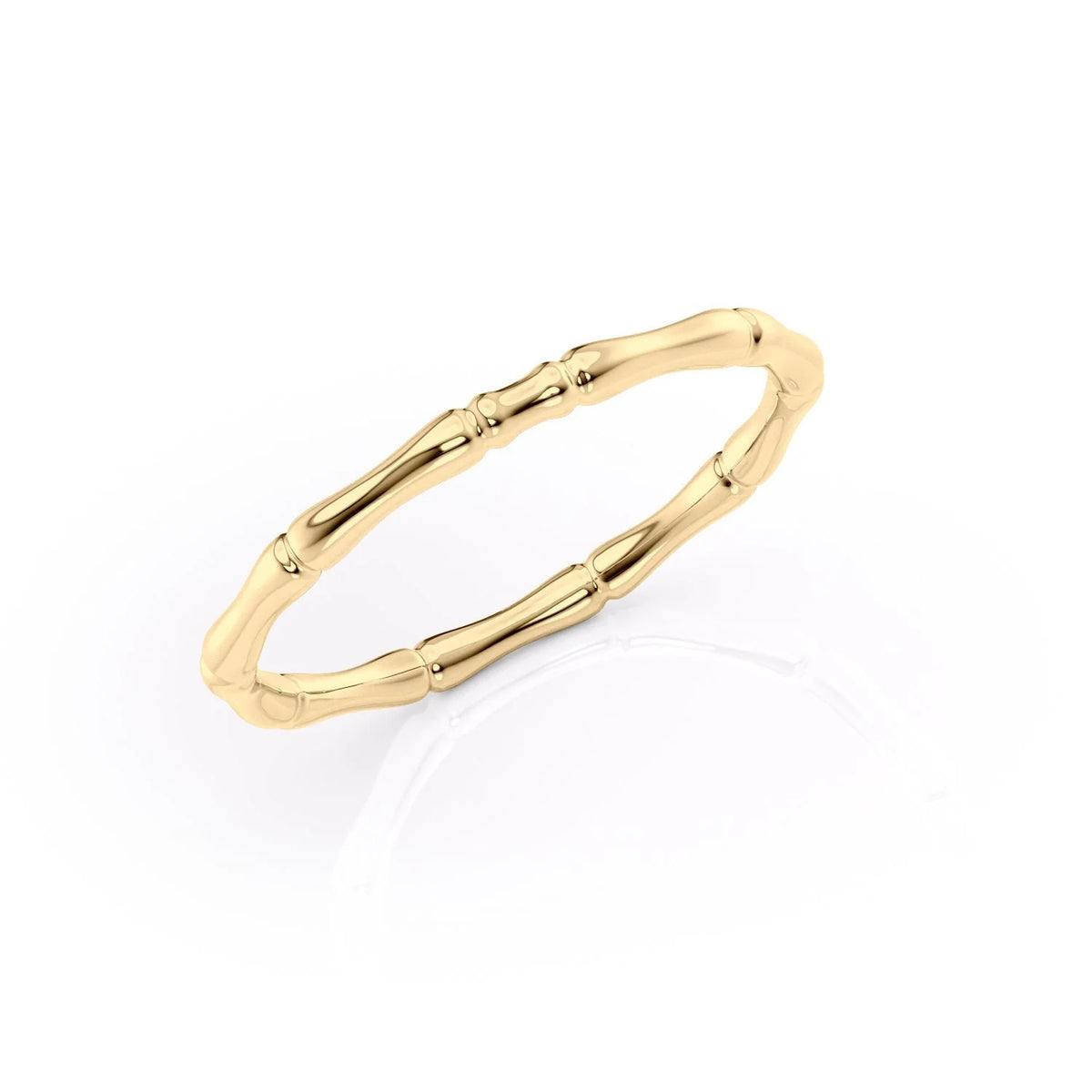 Bamboo Grove VVS1 Vintage Wedding Ring in 18K Yellow Gold Standing View