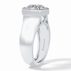 Beacon 3.60 Carat Round VS1 Lab-Grown Bezel Engagement Ring in 18K White Gold