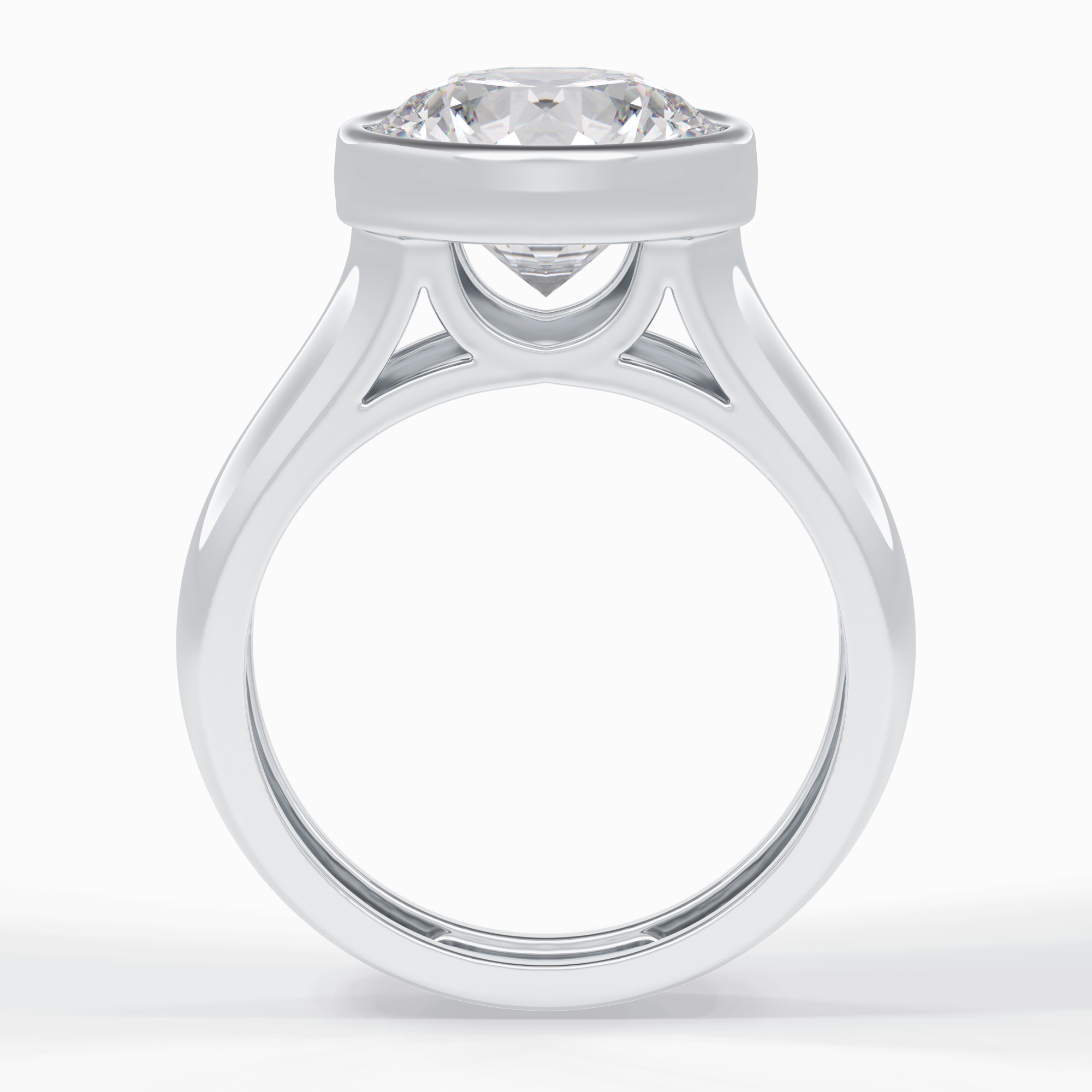 Beacon 3.60 Carat Round VS1 Lab-Grown Bezel Engagement Ring in 18K White Gold