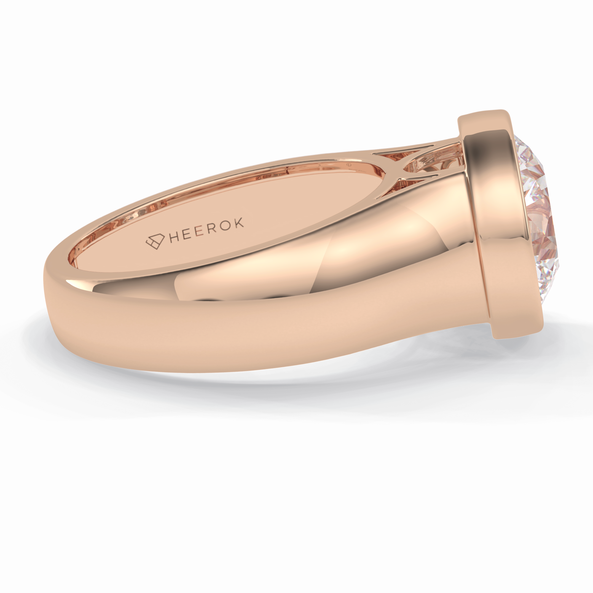 Beacon 3.60 Carat Round VS1 Lab-Grown Bezel Engagement Ring in 18K Rose Gold