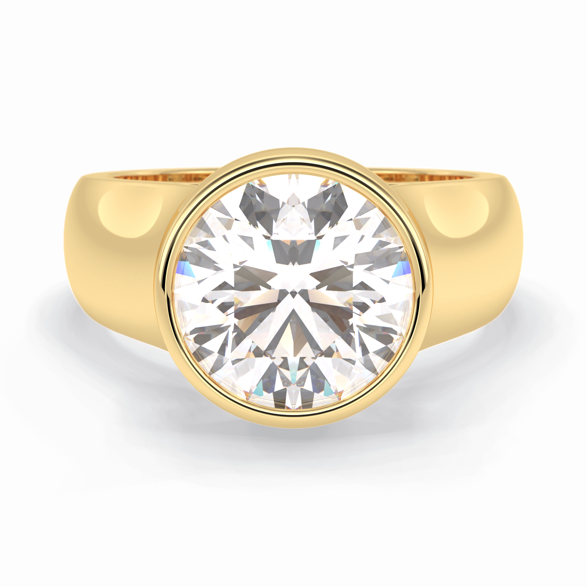Beacon 3.60 Carat Round VS1 Lab-Grown Bezel Engagement Ring in 18K Yellow Gold